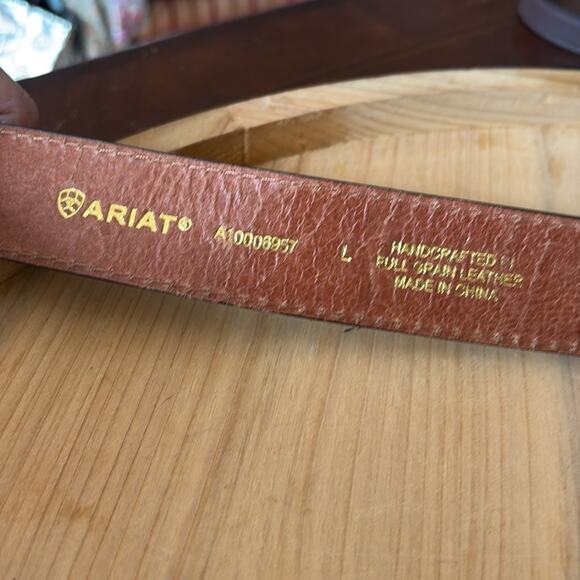 Ariat Dark Brown Rhinestone Filagree Leather Western Belt and Buckle